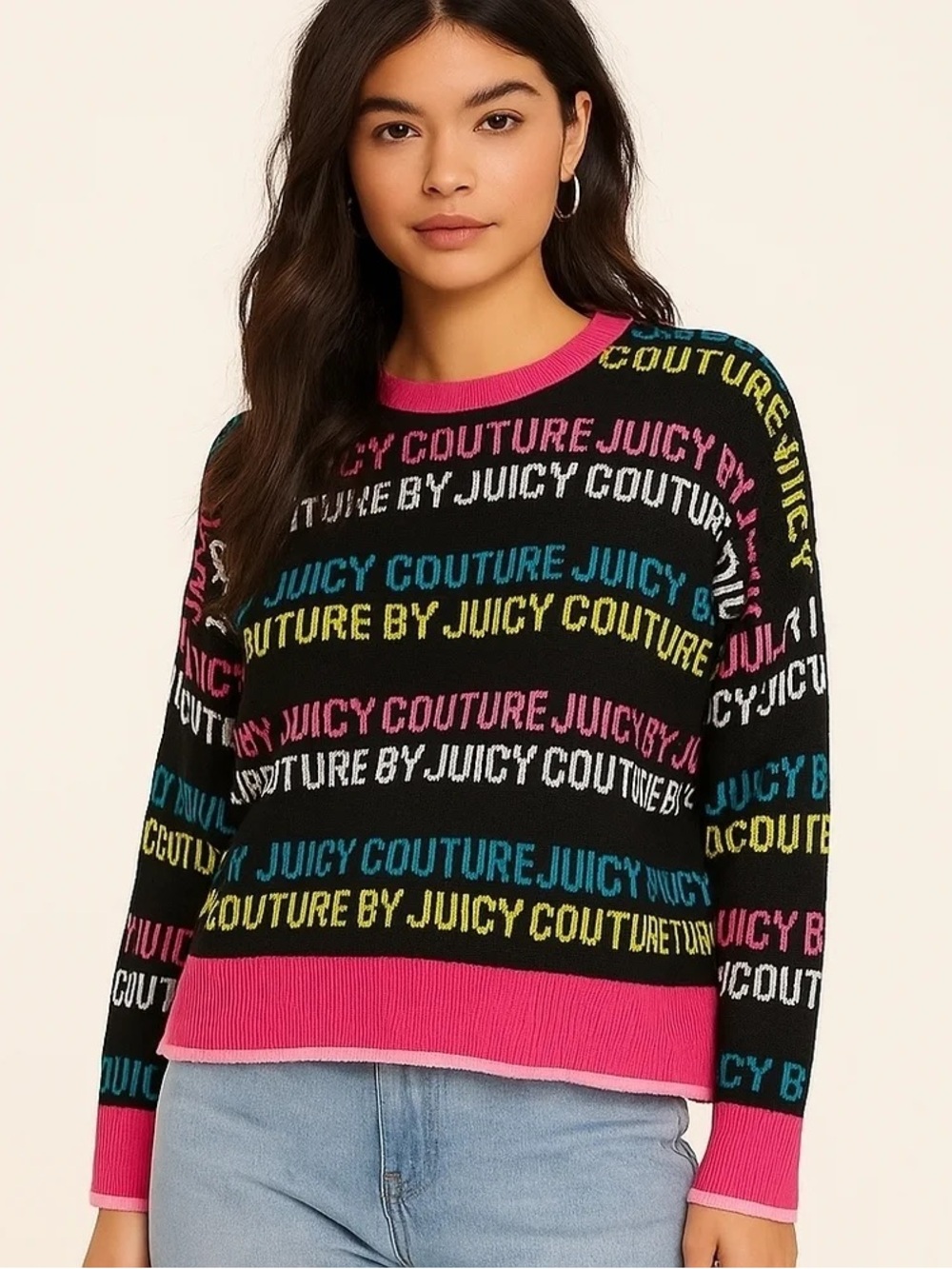 Juicy Couture. Y2K Logo Crewneck Sweater. Size Large.